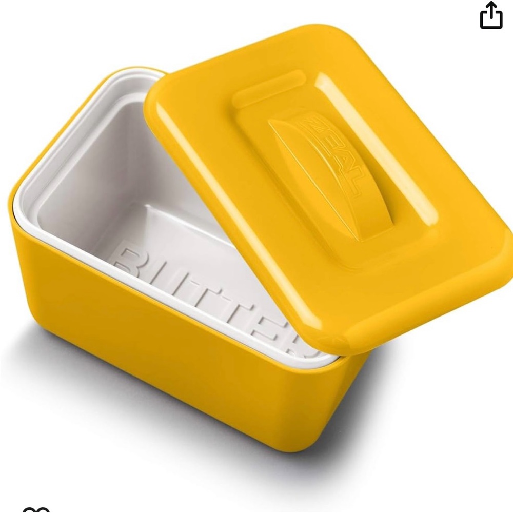Zeal Butter dish - mustard color. New without box. 6”x4”x3.5”